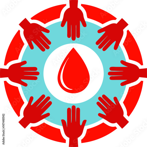 A unity circle of open hands symbolizing community effort and healing for world blood cancer cause  