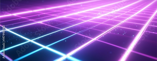 Grid of Light: A digital panorama of futuristic laser beams create a glowing perspective, a testament to technological advancement and innovation.
