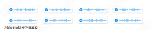 Voice message and play sign vector text messenger dialogue element collection. Audio communication icon set.