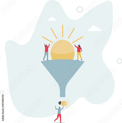 Marketing funnel or sales conversion, people or employee management, meeting brainstorm for new idea, customer purchase pipeline concept. character life .