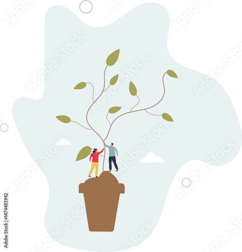 People characters planting tree seedling. Characters trying to save planet earth from climate change. character life .