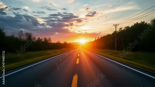 Wallpaper Mural Serene road under vibrant sunset sky showcasing nature's beauty and tranquility Torontodigital.ca