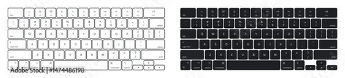 Computer keyboard vector outline and flat template.