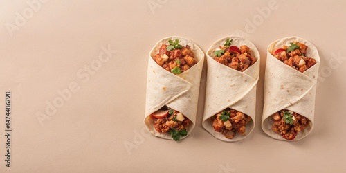 Delicious Homemade Chorizo Breakfast Burritos - Flat Lay Food Photography