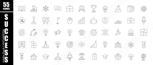 Planche pictogramme icones symboles success travail