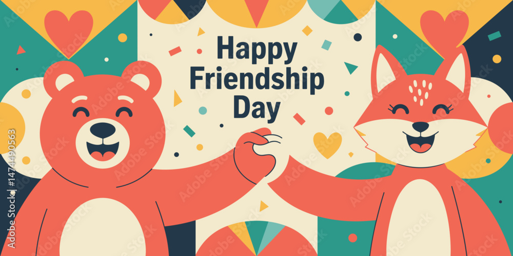 Fototapeta premium purple heart day, friendship day banner, international friendship day, happy friendship day, labor day, friendship banner, day banner, friendship poster, day poster, cute poster, cute kawaii, kawaii p