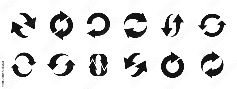 Fototapeta premium Circle arrows recycle vector icon set. Circular arrows recycling