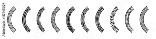 Car tire half of circle path marks vector grungy collection