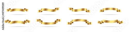 Golden glossy ribbon collection. Shiny golden ribbons for decoration