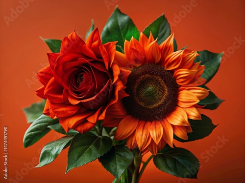 Double Exposure Sunflower Roses: Vibrant Floral Art Photography