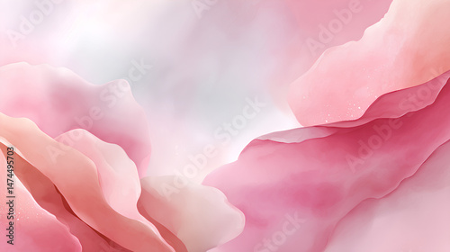 Minimal abstract pastel background with soft watercolor texture in light pink and white tones featuring flowing gradients and centered copy space
