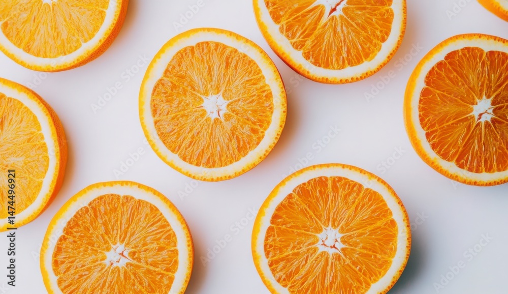 Citrus Fruit Slices on White Background Flatlay Citrus Fruit Slices on White Background Flatlay