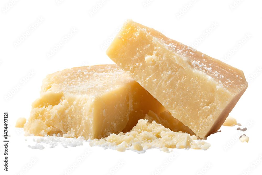 Naklejka premium Isolated parmesan cheese for cooking with clean white background highlighting product