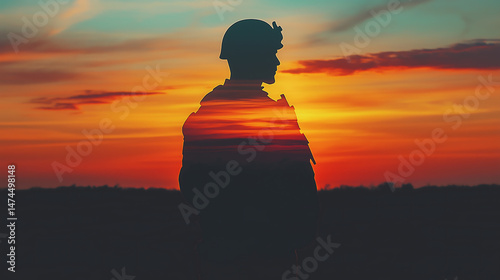 Soldier silhouette sunset military army war veteran memorial day