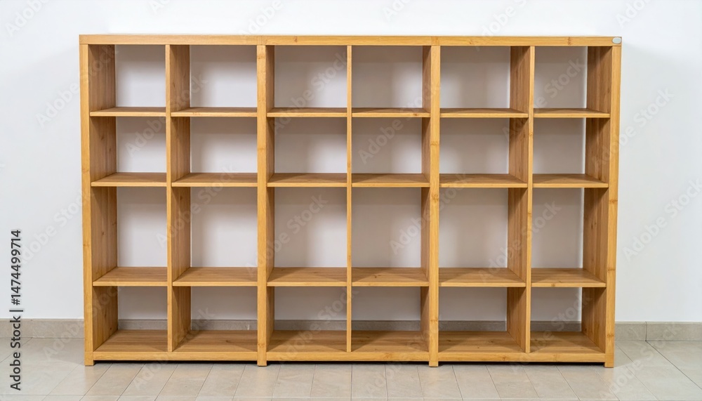 Wooden Shelving Unit with Multiple Open Compartments for Storage Wooden Shelving Unit with Multiple Open Compartments for Storage
