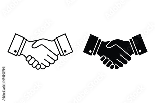 Handshake clip art, business agreement icon, vector illustration, two hands deal