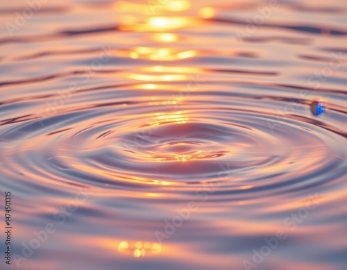 a gentle, golden glow of beta carotene reflecting on the surface of a calm, pastel colored body of water with twinkling sparkles.