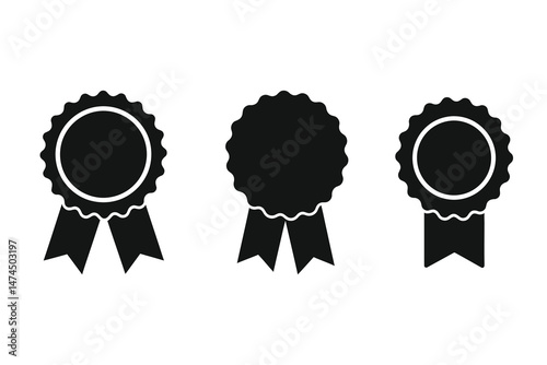 Set of three vector award ribbon icons for graphic design and presentations