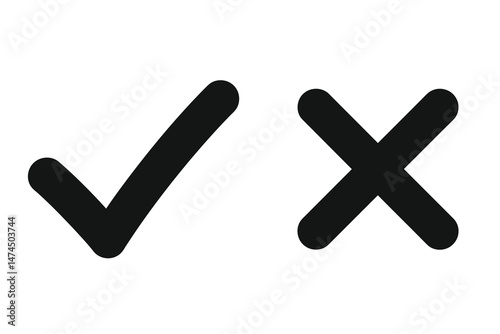 Check mark and cross mark vector illustration, approval and rejection symbol