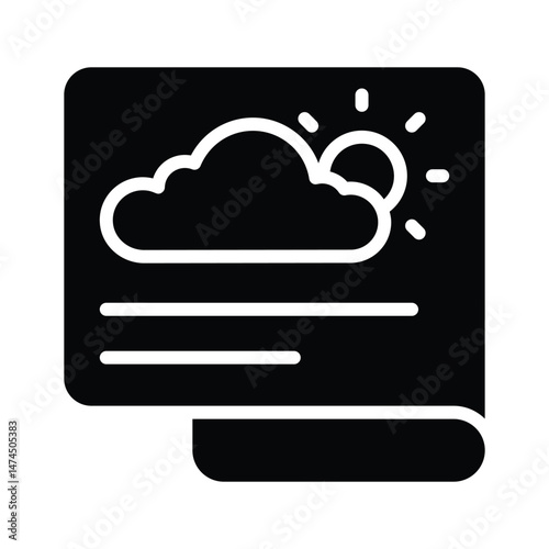 A document featuring a cloud and sun, symbolizing weather forecasts
