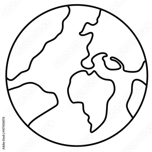 Cute cartoon hand drawn vector earth outline.