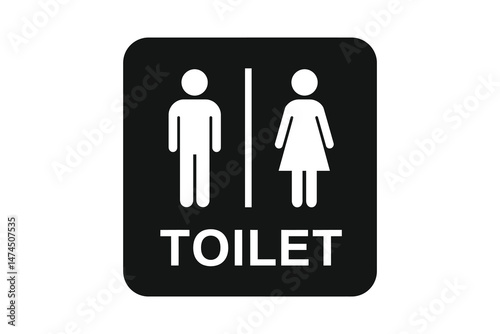 Restroom sign, universal gender neutral bathroom symbol, public facility marker