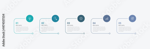 Modern minimalist elegant clean circular 5 steps editable infographic design template vector