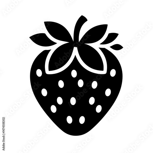 Strawberry with Leaves Silhouette for Fruit and Freshness Design