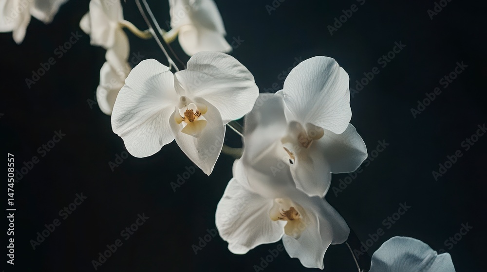 Fototapeta premium Close Up Of White Flowers Against Dark Background