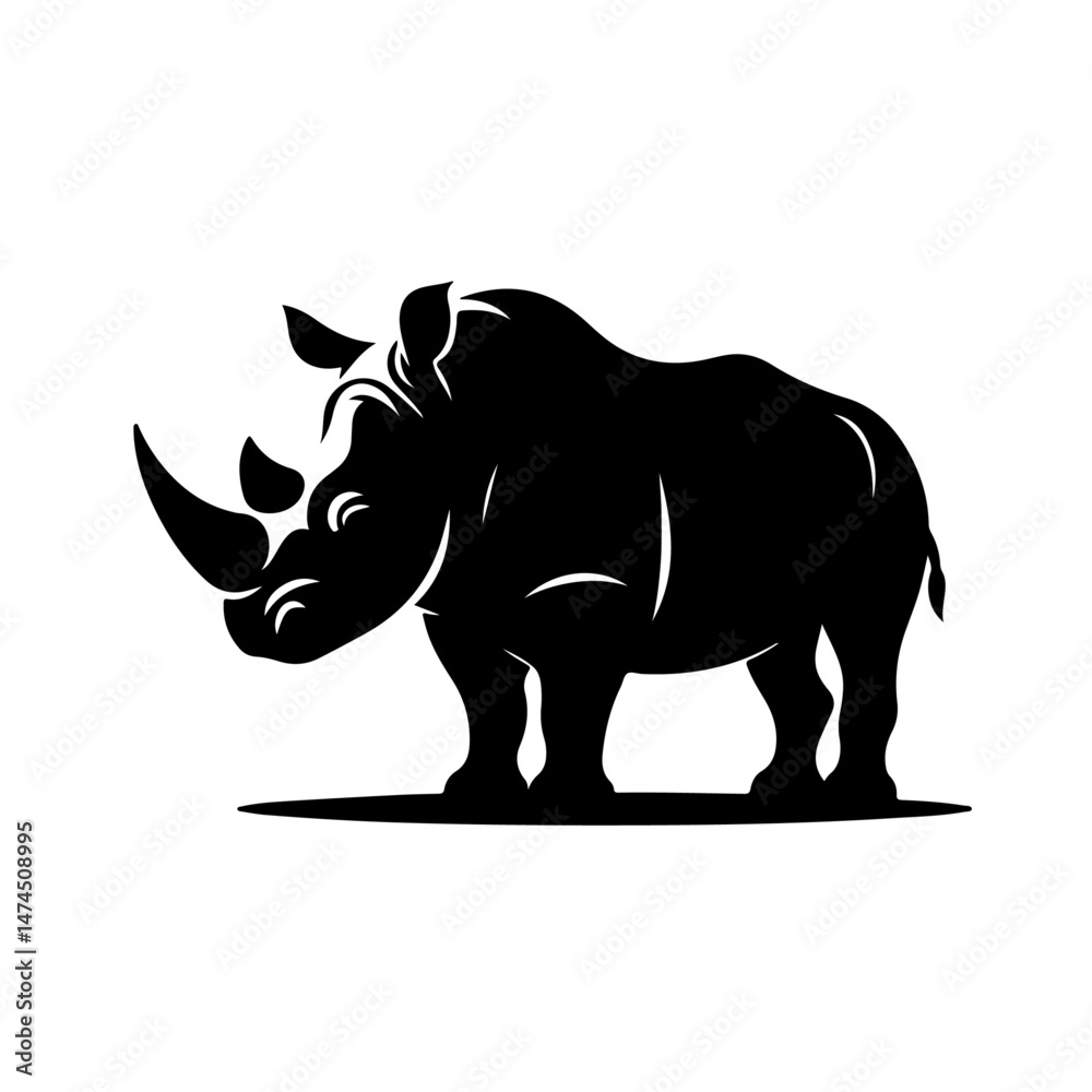 Fototapeta premium Rhinoceros Silhouette for Wildlife and Strength Design