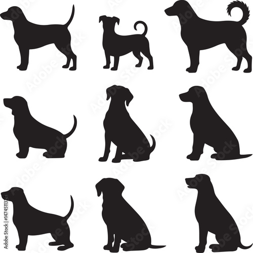 Loyal Dog Sitting Silhouette

Playful Puppy in Motion Vector

Dog and Owner Walking Together Art

Guard Dog Standing Alert Silhouette

Cute Dog Face Minimal Line Design