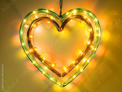 Glowing Neon Heart: Dark Background Stock Photo - High Resolution Image