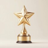 Golden star trophy stands proudly, a symbol of victory against a neutral background.