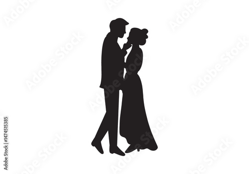 Wallpaper Mural silhouette of a couple۔ Full length of silhouette couple doing various activities against white background. Vector image 
The bride and groom. Set. Collection. The black silhouette of bride and groom  Torontodigital.ca