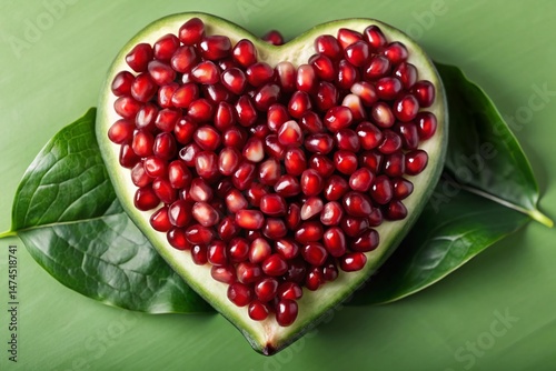 Heart Shaped Pomegranate Seeds, Juicy Red Ruby Gems, High Resolution Stock Photo