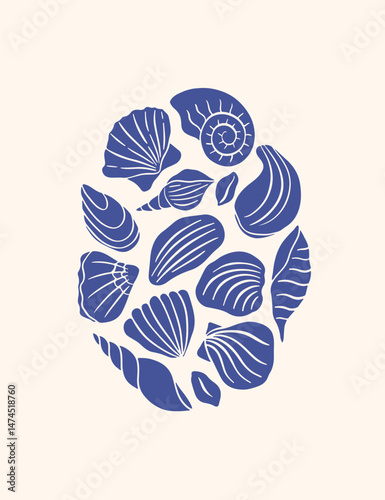 Hand drawn whimsical seashell poster