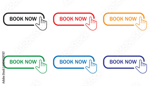 Book Now Icon Set – Vector Reservation Symbols for Website and App UI Design