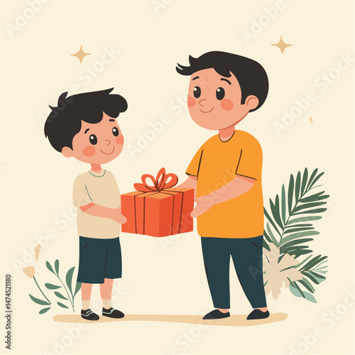 Father hugging child, Father's Day cartoon vector, parent love and family bonding moment illustration
