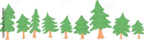 simple fir tree's collection in doodle style. Objects for design, logo, print, icon, landscape, coloring, background, sticker, postcard.