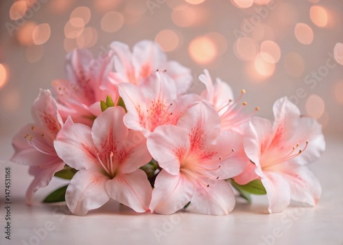 Low Light Pink Azalea Flowers Background - Romantic Floral Stock Photo