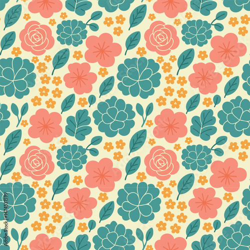 Autumn Leaves and Berries Seamless Pattern