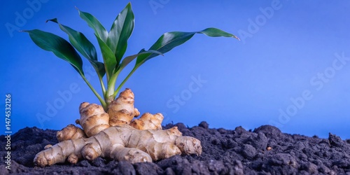 Lush Ginger Plantation: Vibrant Green Leaves & Ripe Roots