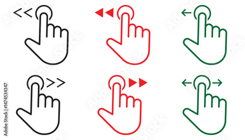 Swipe Gesture Icon Set – Touchscreen Flick and Scroll Symbols for Design in Minimal Style