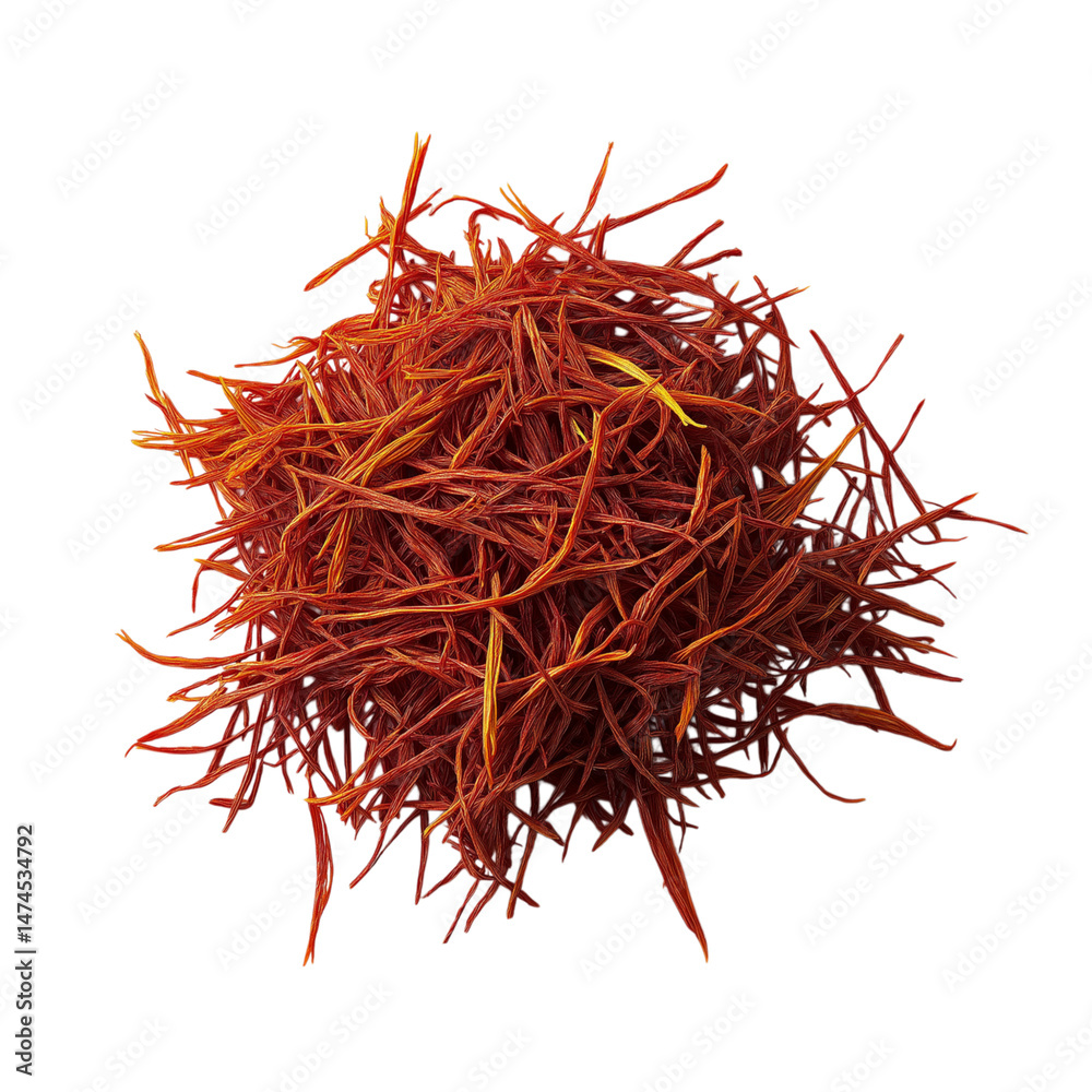 Naklejka premium Isolated Saffron for Spice Dishes, Organic Cooking, and Culinary Projects