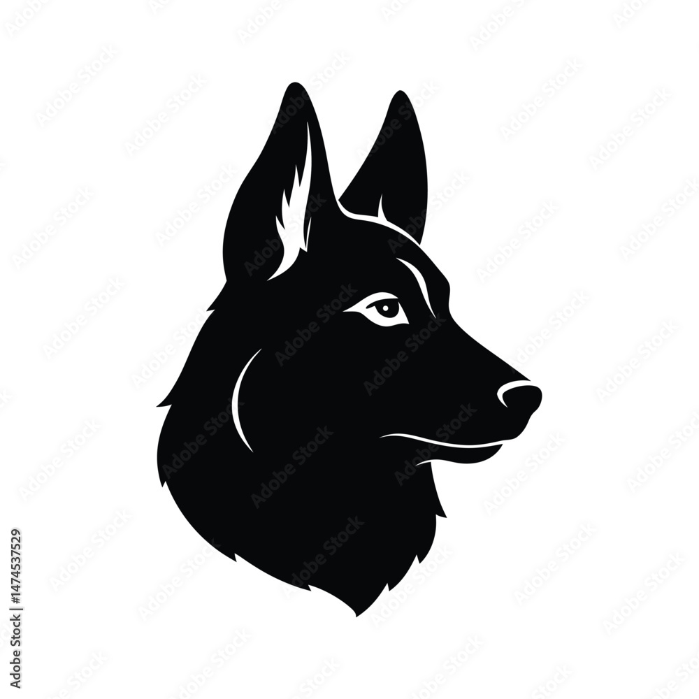 Naklejka premium shepherd black head silhouette 