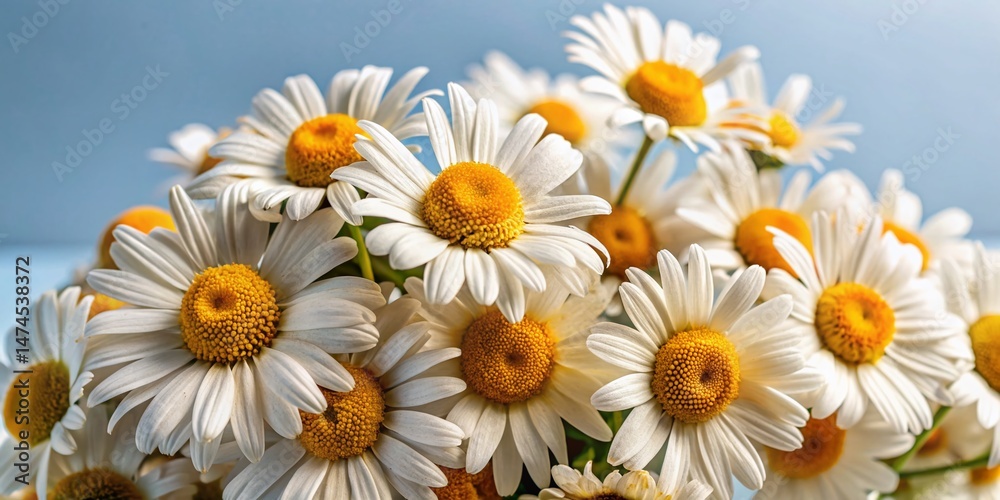 Fototapeta premium Macro Photography: Close-up of a Delightful Smile Daisy Set