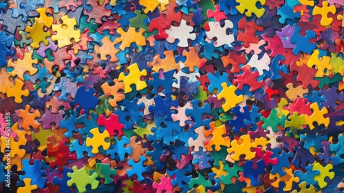 A vibrant assortment of colorful puzzle pieces.