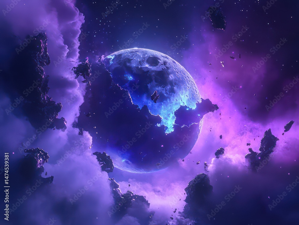 Obraz premium Abstract planet in nebula background