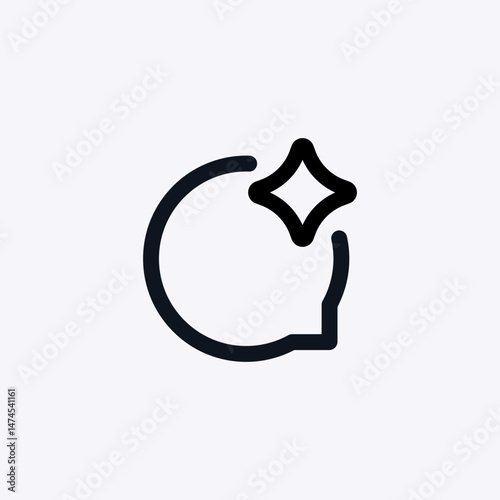 Detailed ai icon showing a magic wand and sparkle, symbolizing creative ai content tools.
