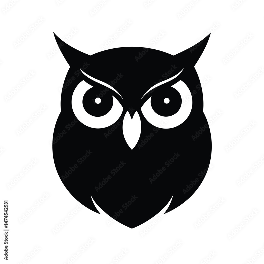 Fototapeta premium owl black head silhouette
